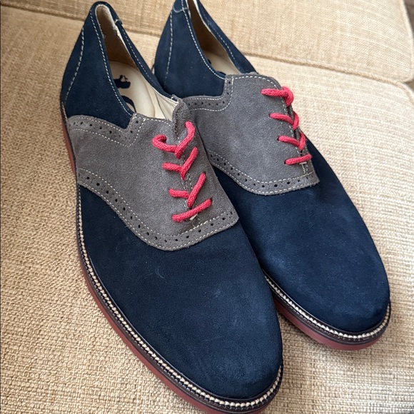 Nordstrom 1901 Suede Saddle Oxford Shoes Blue Grey Red Men’s 9.5 M main image 5
